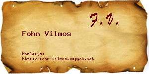 Fohn Vilmos névjegykártya